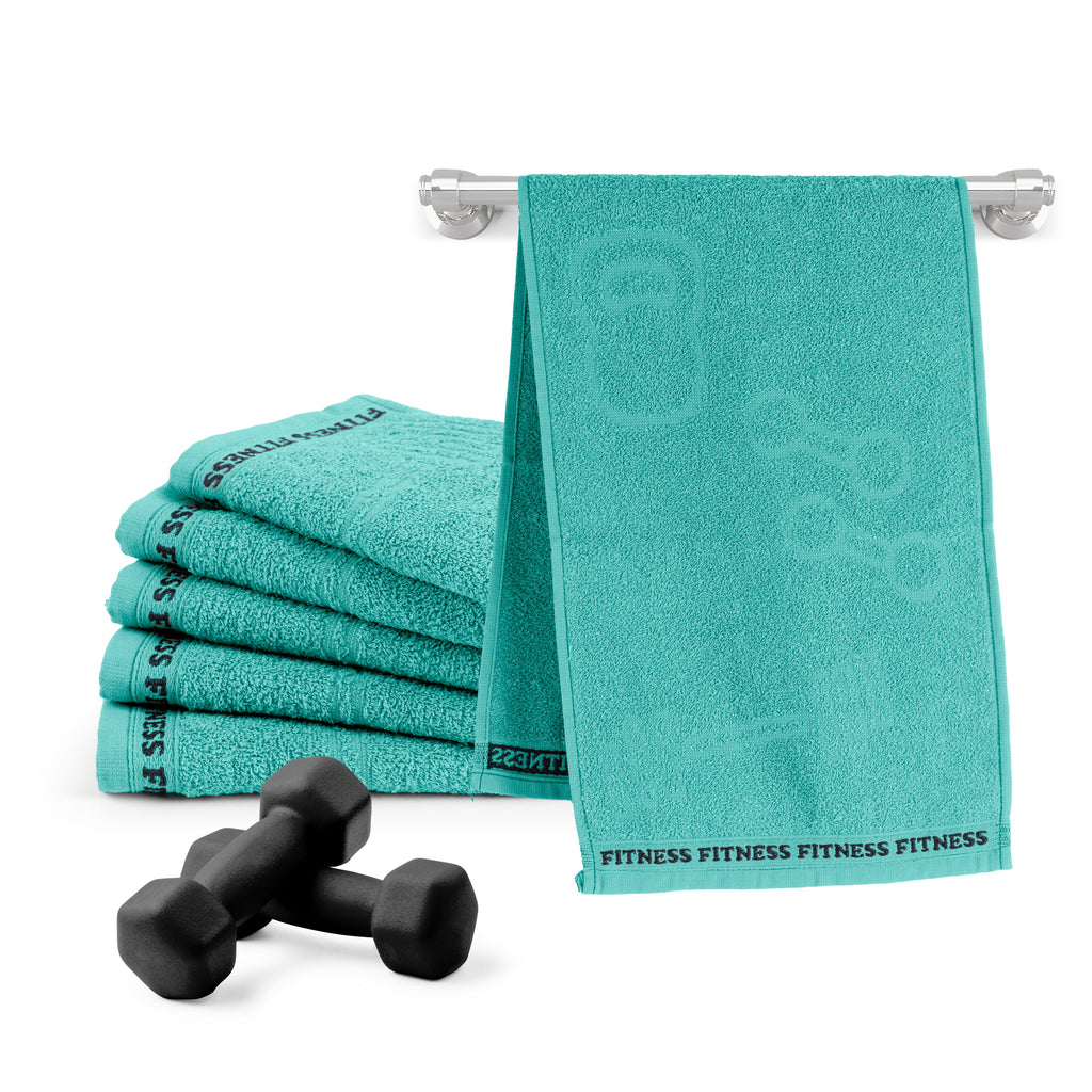 Set of 6 Cotton Gym Towels 12" x 35" – Fitness Workout Towels, 330 GSM