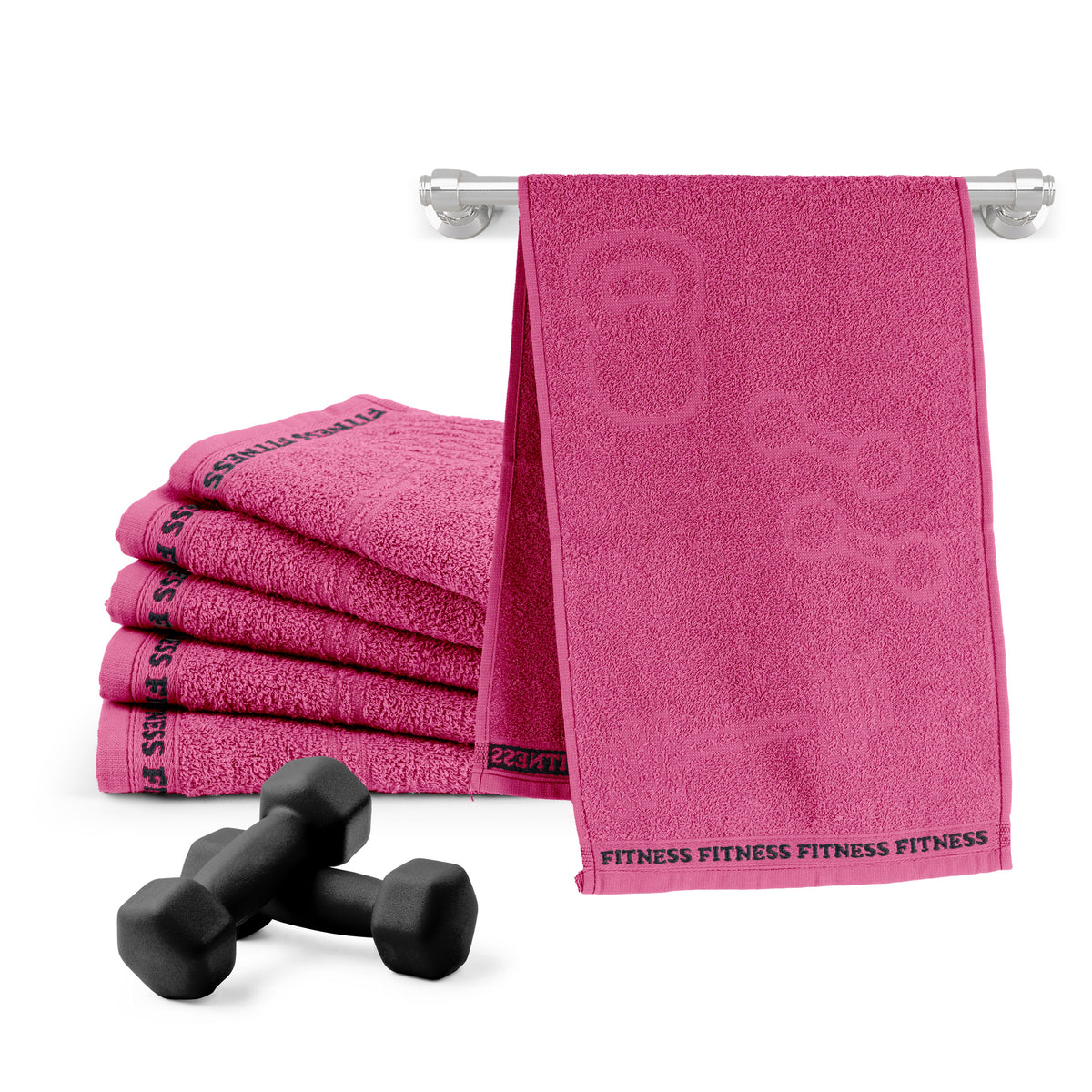 Set of 6 Cotton Gym Towels 12" x 35" – Fitness Workout Towels, 330 GSM